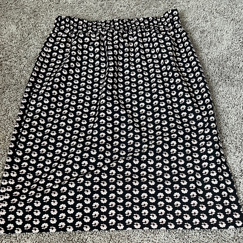 J. Crew Floral Black and White Pencil Skirt